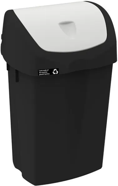 NRW waste bin with white swing lid, sustainable, 25 L