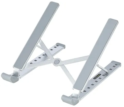 StarTech.com Foldable laptop stand, portable, height-adjustable, ergonomic laptop stand, ventilated aluminium frame, supports 22 lb (10 kg)