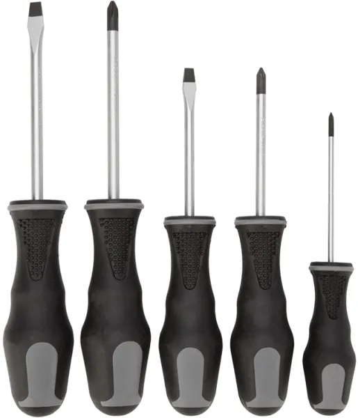 Atredo - Screwdriver set - Phillips and flat - 5 pcs - Black handles