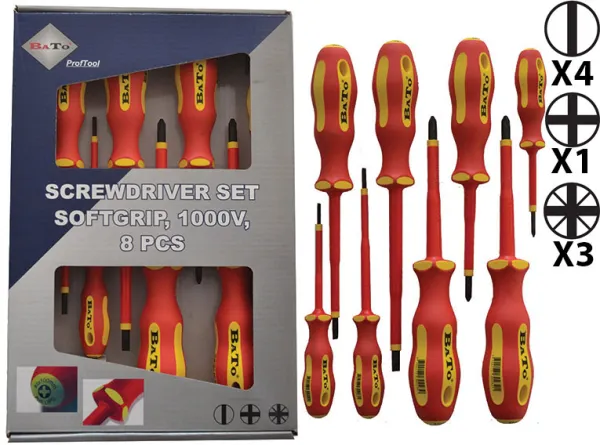 BATO Screwdriver Set VDE 1000V Slot/Ph/Pz 8 pieces